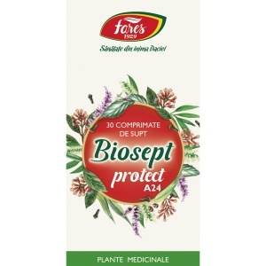 Biosept Protect A24, comprimate masticabile care ajută la calmarea durerii și iritației din gât și susțin protecția cavității bucale, 30 comprimate, Fares - Img 2