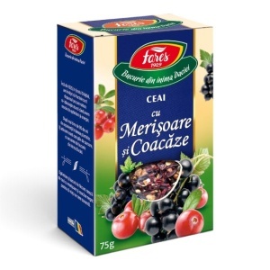 Ceai cu merișoare și coacăze, ceai din fructe pentru relaxare și hidratare, 75 g, Fares