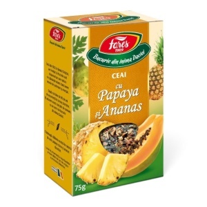 Ceai cu Papaya și Ananas, ceai din fructe pentru relaxare și hidratare, 75 g, Fares