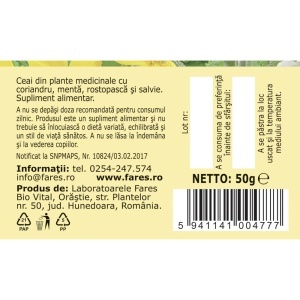 Ceai Digestiv D65, contribuie la reducerea balonării și disconfortului abdominal, susține digestia, 50 g, Fares - Img 5