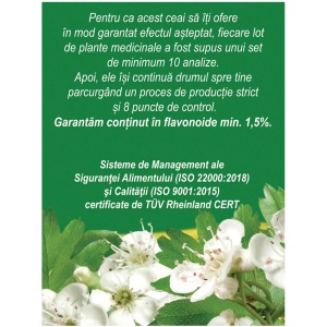 Ceai Păducel frunze și flori C40, 20 plicuri, Fares - Img 3