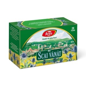 Ceai Scai vânăt R67, ajută la fluidificarea secrețiilor bronșice și contribuie la menținerea unei respirații ușoare, 20 plicuri, Fares