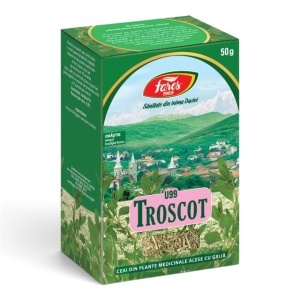 Ceai Troscot iarbă U99, susține sănătatea rinichilor și vezicii urinare, contribuie la eliminarea apei din organism, 50 g, Fares