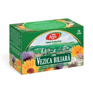 Ceai Vezica Biliară D106, susține buna funcționare a bilei, contribuie la digestia grăsimilor și confortul digestiv, 20 plicuri, Fares
