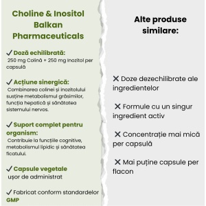 Choline & Inositol, 250mg|250mg, 120 capsule, Balkan Pharmaceuticals - Img 6