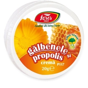 Cremă de Gălbenele și Propolis P117, pentru piele iritată, arsuri și susținerea cicatrizării, 20 g, Fares