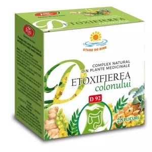 Detoxifierea Colonului D92, complex natural cu fibre, ajută la reglarea tranzitului intestinal și eliminarea naturală, 28 plicuri, Fares