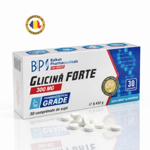 Glicină Forte, supliment alimentar destinat susținerii somnului, funcției cognitive și echilibrului emoțional, 300 mg, 60 capsule, Balkan Pharmaceuticals - Img 2