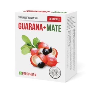 Guarana + Mate, extracte standardizate, susține energia și concentrarea, ajută la reducerea oboselii, 30 capsule, Parapharm