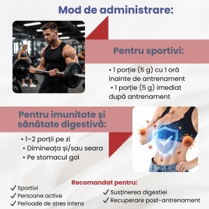 L-Glutamine, supliment alimentar destinat susținerii refacerii musculare, digestiei și imunității, 500 g pulbere, Balkan Pharmaceuticals - Img 6