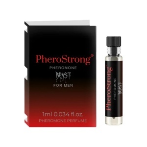 PheroStrong Beast, mostră parfum cu feromoni pentru bărbați, cu note de piper picant, mentă și lemn de santal, 1 ml, Medica-Group