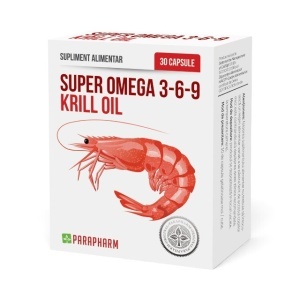 Super Omega 3-6-9, cu EPA, DHA și astaxantină, susține inima, memoria și funcționarea normală a creierului, 30 capsule, Parapharm