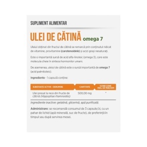 Ulei de Cătină Omega 7, 500 mg, cu Omega 3 și carotenoide, susține metabolismul lipidic și echilibrul organismului, 30 capsule, Parapharm - Img 2