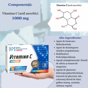 Vitamina C 1000 mg, 30 comprimate, Balkan Pharmaceuticals - Img 3