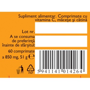 Vitamina C 200 mg cu Măceșe și Cătină, F152, 60 comprimate masticabile, Fares - Img 5