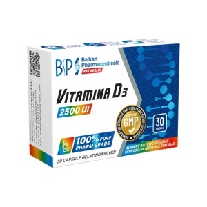 Vitamina D3 2500 UI, 30 capsule, Balkan Pharmaceuticals