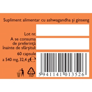 Ashwagandha cu ginseng, N159, 60 capsule, Fares - Img 4