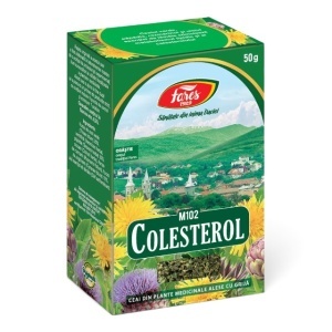 Ceai Colesterol M102, contribuie la menținerea colesterolului în limite normale, susține metabolismul grăsimilor, 50 g, Fares