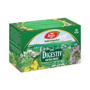 Ceai Digestiv D147, ajută la reducerea balonării și gazelor intestinale, susține digestia după mese, 20 plicuri, Fares