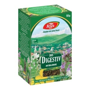 Ceai Digestiv D65, contribuie la reducerea balonării și disconfortului abdominal, susține digestia, 50 g, Fares