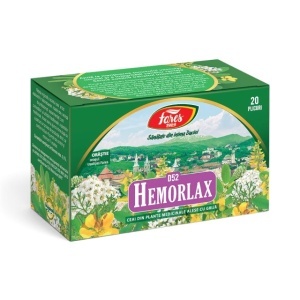 Ceai Hemorlax D52, susține sănătatea venelor rectale, contribuie la un tranzit intestinal normal și confort digestiv, 20 plicuri, Fares