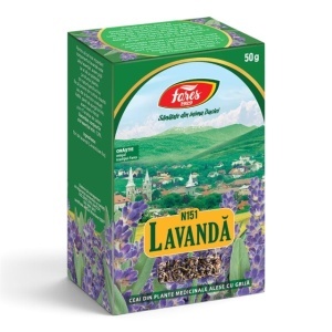 Ceai Lavandă flori N151, ajută la reducerea tensiunii nervoase, susține relaxarea și instalarea unui somn odihnitor, 50 g, Fares