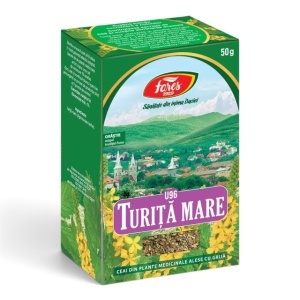Ceai Turiță Mare iarbă U96, susține funcționarea ficatului și eliminarea normală a bilei, contribuie la o digestie echilibrată, 50 g, Fares