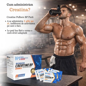 Creatine BP, 30 pliculețe × 5 g, pulbere, aromă portocală, Balkan Pharmaceuticals - Img 5