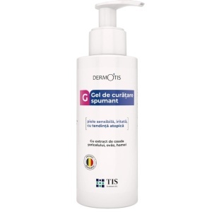 DermoTis Gel de Curățare Spumant cu Ovăz și Ulei de Cânepă, curăță delicat și hidratează pielea sensibilă cu tendință atopică, 300 ml, Tis Farmaceutic