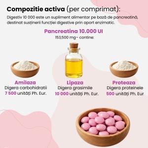 Digestiv, Pancreatină 10000, 30 comp., Balkan Pharmaceuticals - Img 3