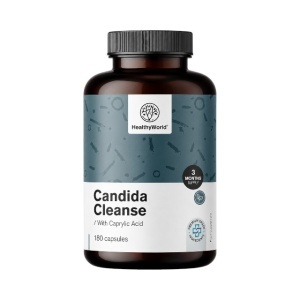 HealthyWorld, Candida Cleanse - supliment alimentar pentru susținerea echilibrului florei intestinale și digestive, 180 capsule