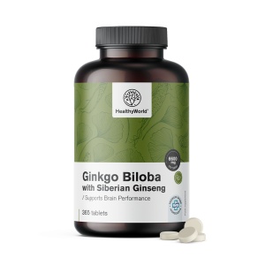 HealthyWorld, Ginkgo Biloba with Siberian Ginseng - ginkgo biloba cu ginseng siberian, 365 tablete - Img 2