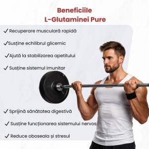 L-Glutamine, supliment alimentar destinat susținerii refacerii musculare, digestiei și imunității, 500 g pulbere, Balkan Pharmaceuticals - Img 3