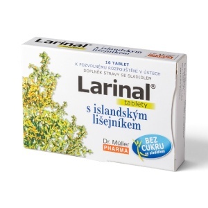 Larinal, supliment alimentar destinat susținerii confortului gâtului și faringelui, cu lichen de Islanda, vitamina C, mentol și eucalipt, 16 comprimate, Dr. Müller Pharma