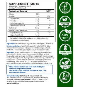 MCT Oil, supliment alimentar destinat susținerii energiei și metabolismului, 500 ml, Balkan Pharmaceuticals - Img 6
