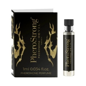 PheroStrong Devil, mostră parfum cu feromoni pentru bărbați, cu note de piper negru, cacao și salvie, 1 ml, Medica-Group