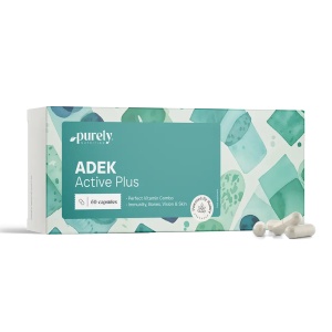 Purely Nutrition, ADEK Active Plus - complex de A + D3 + E + K2, 60 capsule - Img 2