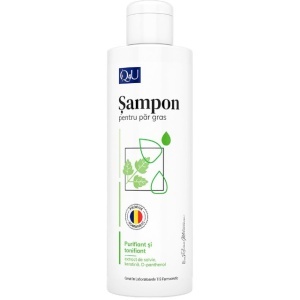 Q4U Șampon cu Urzică, Keratină și D-Pantenol, ajută la reducerea excesului de sebum și revitalizarea părului gras, 250 ml, Tis Farmaceutic