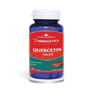 Quercetin + Vitamina D3, supliment alimentar destinat susținerii imunității și protecției organismului, 30 capsule, Herbagetica