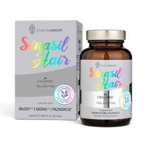 SinasilHair, cu Keratină Cynatine® HNS, Colagen și Biotină, susține sănătatea și rezistența părului, unghiilor și pielii, 60 capsule, Pharmaverum
