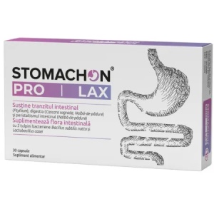 Stomachon Pro Lax, ajută la reglarea tranzitului intestinal și menținerea unui scaun regulat, susține digestia, 30 capsule, Naturpharma
