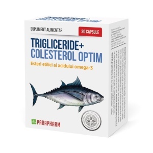 Trigliceride + Colesterol Optim, cu Omega 3, EPA și DHA, susține sănătatea inimii și funcționarea normală a creierului, 30 capsule, Parapharm