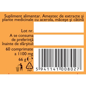 Vitamina C naturală, F164, 60 comprimate masticabile, Fares - Img 5