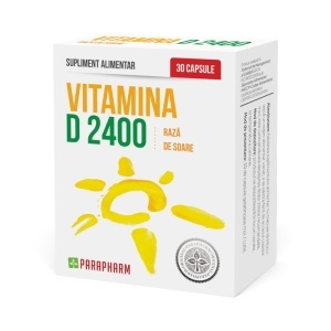 Vitamina D3 2400 UI, susține imunitatea, sănătatea oaselor și funcționarea normală a mușchilor, 30 capsule, Parapharm