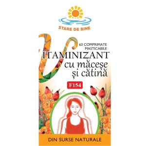 Vitaminizant cu măceșe și cătină, F154, 63 comprimate masticabile, Fares - Img 2