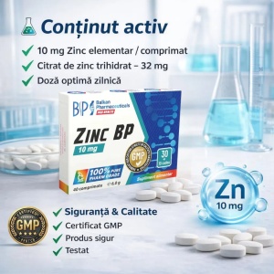 Zinc BP 10 mg, 40 comprimate, Balkan Pharmaceuticals - Img 2