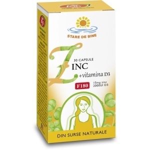 Zinc cu Vitamina D3, F180, 30 capsule, Fares