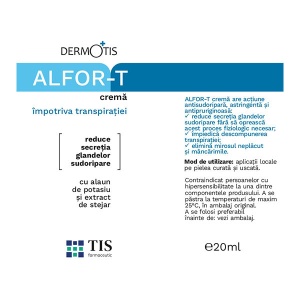 Alfor-T cremă, cu alaun de potasiu, salvie și stejar, ajută la controlul transpirației excesive și al mirosului neplăcut, calmează mâncărimea, 20 ml, Tis Farmaceutic - Img 2