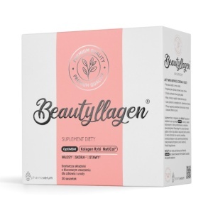 Beautyllagen® Colagen Marin 5.000 mg, cu Acid Hialuronic și Biotină, susține elasticitatea pielii, părul și unghiile, aromă de portocală, 30 plicuri, Pharmaverum