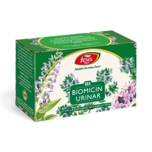 Ceai Biomicin Urinar, susține protecția antibacteriană naturală și sănătatea tractului urinar, contribuie la eliminarea lichidelor, 20 plicuri, Fares